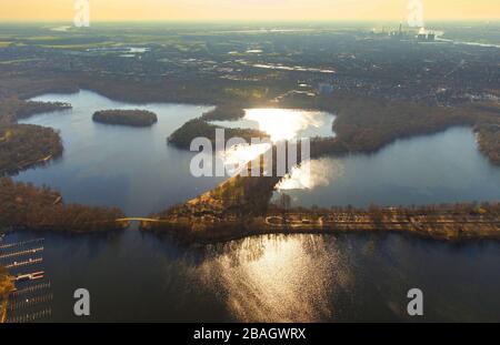 , la région des six lacs de Duisburg, Sechs-seen-Platte à Duisburg-Wedau, 12.03.2015, vue aérienne, Allemagne, Rhénanie-du-Nord-Westphalie, région de la Ruhr, Duisburg Banque D'Images