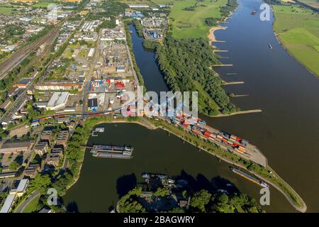 port d'Emmerich au Rhin, 01.08.2013, vue aérienne, Allemagne, Rhénanie-du-Nord-Westphalie, Bas-Rhin, Emmerich Banque D'Images