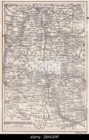 Carte vintage de Oxfordshire 1900. Banque D'Images