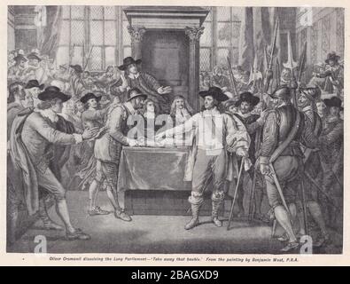 Retirez cette boule - Oliver Cromwell dissout le long Parlement par Benjamin West. Banque D'Images