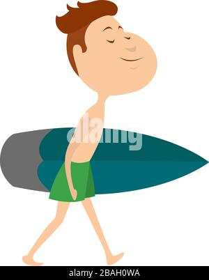 Homme avec planche de surf, illustration, vecteur sur fond blanc Illustration de Vecteur