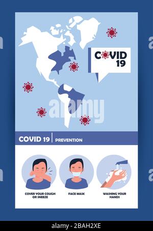 particules de covid19 avec cartes de la terre et méthodes de prévention Illustration de Vecteur