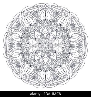 Mandalas pour le livre de coloriage. Ornements ronds décoratifs. Forme de fleur inhabituelle. Vecteur oriental, modèles de thérapie anti-stress. Tissez les éléments de conception Illustration de Vecteur