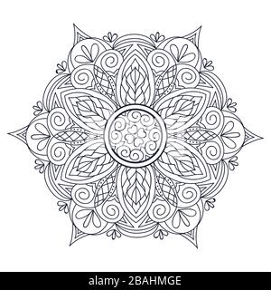 Mandala de fleurs. Éléments de décoration vintage. Motif Oriental, vector illustration. L'Islam, Arabe, Indienne, marocaine,Espagne, turc, chinois, pakistanais, Illustration de Vecteur