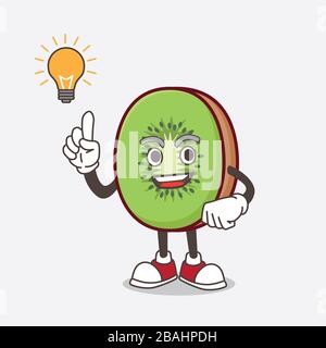 Une photo du personnage de mascotte aux fruits de Kiwi en a une idée Banque D'Images