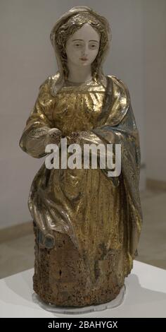 Virgen María. Artista napolitano desconocido. SIGLO XVII Escultura policromada. Museo Nacional de Bellas Artes. La Valeta. Malte. Banque D'Images