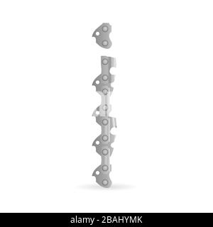 Chaîne de tronçonneuse lettre I sur fond blanc. Illustration vectorielle. Banque D'Images
