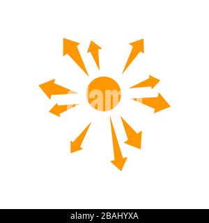 Illustration de l'icône vectorielle orange jaune du logo Sun brillant Illustration de Vecteur