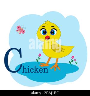 C mot pour l'illustration de l'alphabet des animaux de poulet Illustration de Vecteur