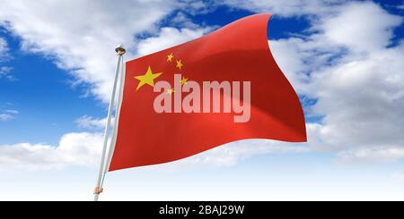 République populaire de Chine - waving flag - illustration tridimensionnelle Banque D'Images