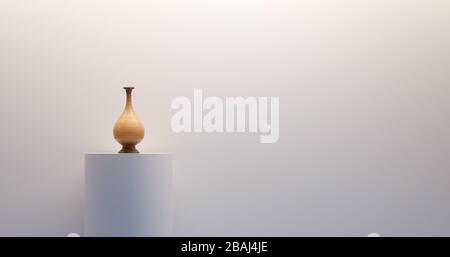 vase de poterie en faïence d'argile à glacer en relief sur présentation dans une galerie blanche, illustration en relief Banque D'Images