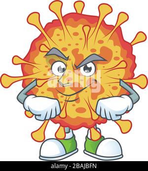 Une icône de conception de mascotte épidémique COVID19 avec un geste confiant Illustration de Vecteur