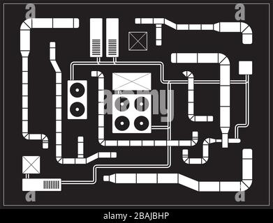 Systèmes de climatisation sur le toit d'un bâtiment – illustration vectorielle Illustration de Vecteur