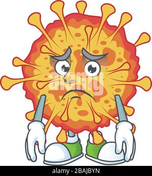 Style de conception de mascotte épidémique COVID19 avec visage inquiet Illustration de Vecteur