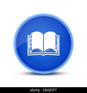 Icône Livre isolé sur le bouton rond bleu vitreux abstract illustration Banque D'Images