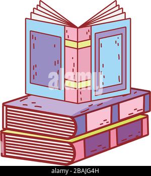jour du livre, ouvrir le manuel sur les livres pile icône isolée illustration vectorielle de conception Illustration de Vecteur