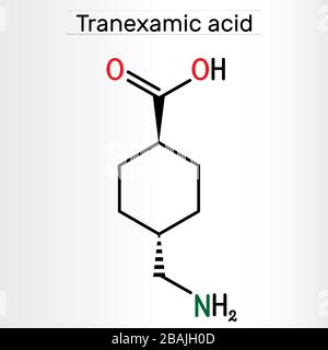 L'acide Tranexamique, TXA, molécule de médicament C8H15NO2, est utilisé pour prévenir les saignements excessifs. Formule chimique structurelle. Illustration vectorielle Illustration de Vecteur