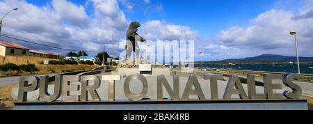 Monument de Milodon, ville de Puerto Natales, Patagonie, Chili, Amérique du Sud Banque D'Images