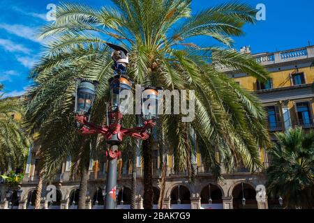 Plaça Reial à Barcelone. Banque D'Images