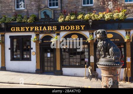 Pas de touristes au célèbre Grayfriars Bobby dans un quartier exceptionnellement calme d'Édimbourg à cause de l'épidémie de Covid19 Banque D'Images