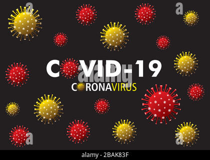 Inscription COVID-19 sur fond noir. L'OMS a introduit un nouveau nom officiel pour la maladie de Coronavirus, appelé COVID Illustration de Vecteur