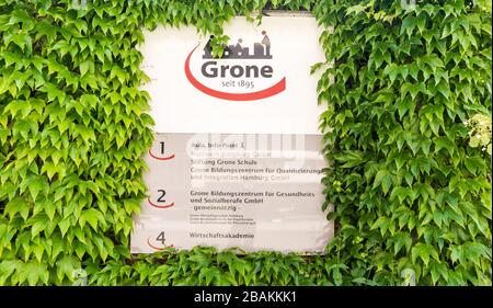 HAMBOURG, ALLEMAGNE - 9 juin 2019 plaque constructeur de Grone à Hambourg Hammerbrook Banque D'Images