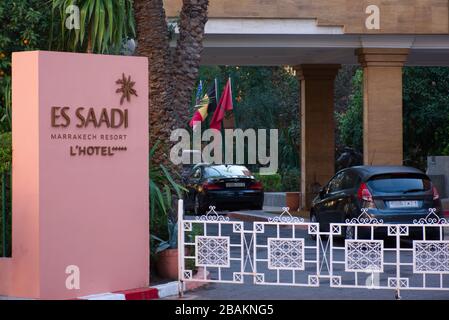 L'entrée de la luxueuse station et hôtel ES SAADI à Marrakech. Banque D'Images