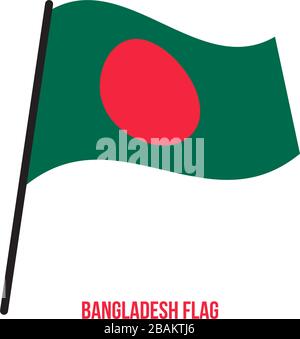 Illustration Vecteur de brandir le drapeau du Bangladesh sur fond blanc. Drapeau national du Bangladesh. Illustration de Vecteur