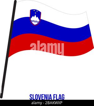 Illustration Vecteur de brandir le drapeau de la Slovénie sur fond blanc. La Slovénie drapeau national. Illustration de Vecteur