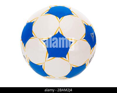 Ballon de football en cuir isolated on white with clipping path Banque D'Images