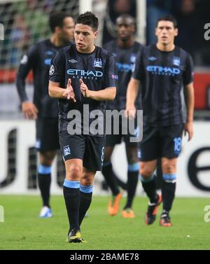 Samir Nasri de Manchester City est déjecté après le deuxième but Ajax Banque D'Images
