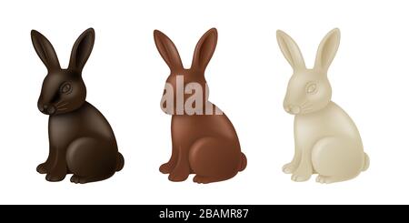 jeu de lapins de pâques au chocolat Illustration de Vecteur