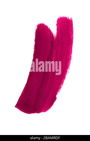 Rose violet rouge rouge rouge rouge rouge rouge produit cosmétique pinceau balayez l'échantillon. Frottis de smudge isolé sur fond blanc. Texture de maquillage crème. Banque D'Images