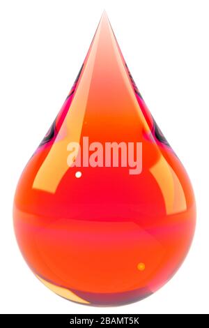 Goutte de sang isolée sur blanc Banque D'Images