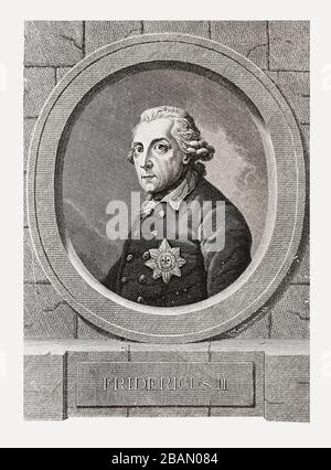 Frederick II (le Grand) roi de Prusse réorganise l'armée prussienne et condescendance les arts et l'allégement i Banque D'Images