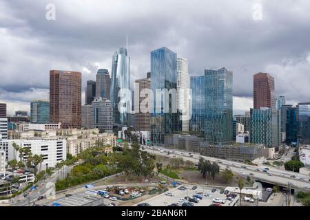 Vue aérienne sur le centre-ville de Los Angeles Banque D'Images