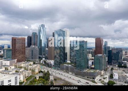 Vue aérienne sur le centre-ville de Los Angeles Banque D'Images