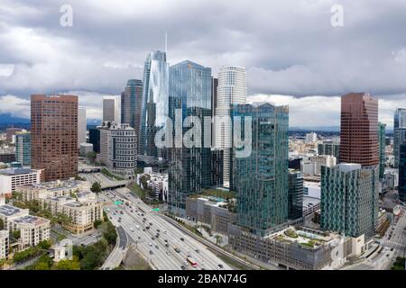 Vue aérienne sur le centre-ville de Los Angeles Banque D'Images