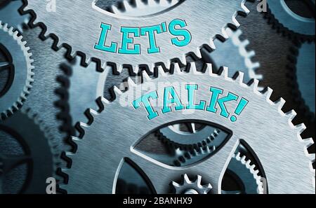 Écriture conceptuelle de la main montrant let'is Talk. Concept signifiant suggérant au début d'une conversation sur le sujet Banque D'Images