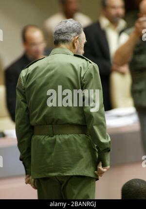 Le président cubain, Fidel Castro parle au "Palais des Conventions de La Havane, Cuba, samedi, 4 juin 2005. Credit : Jorge Rey/MediaPunch Banque D'Images