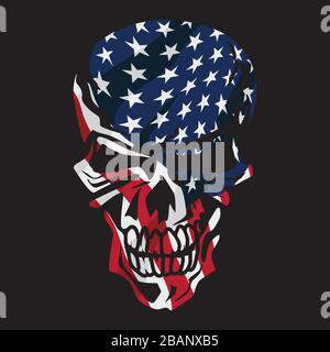 Illustration vectorielle isolée American Flag Skull Illustration de Vecteur