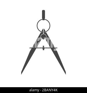 Icône de silhouette de boussole de mise en plan. Illustration. bureau architectural, cartographie, symbole de pavillon masonique. Banque D'Images