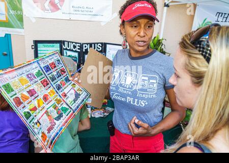 Miami Beach Florida,South Pointe Elementary School PTA,Green Market collecteur de fonds,stand,fournisseur vendeurs stall stands stand marché du stand,acheteur achat Banque D'Images