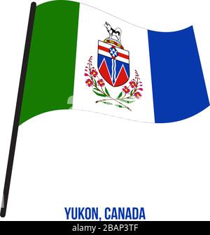 Illustration Vecteur de brandir le drapeau du Yukon sur fond blanc. Drapeau du territoire du Canada. Bonne taille, de proportions et de couleurs. Illustration de Vecteur