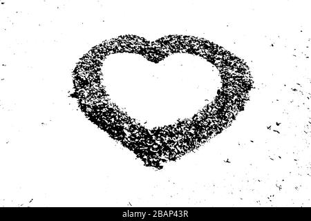 Grunge texture noir et blanc en arrière-plan de forme de coeur (Vector). À utiliser pour la décoration, le vieillissement ou l'ancienne couche Illustration de Vecteur