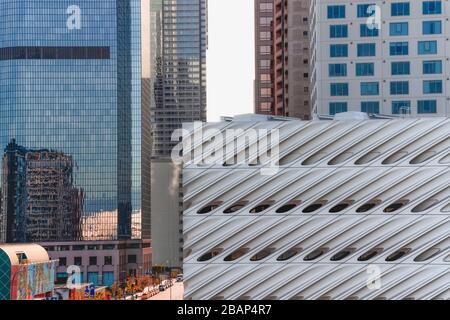 Résumé architectural des bâtiments modernes dans le centre-ville de Los Angeles Banque D'Images