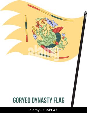 Dynastie Goryeo (918-1392) Drapeaux Vector Illustration sur fond blanc. Drapeau de Phoenix. Drapeau Corée historique. Illustration de Vecteur