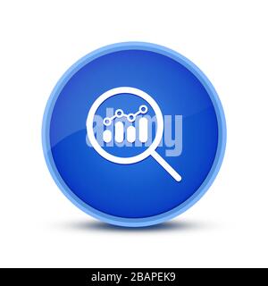Afficher l'icône d'analyse financière ou de recherche de metrics isolée sur un bouton rond bleu bouton abstrait bouton illustration abstraite Banque D'Images
