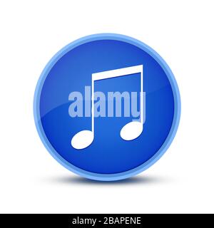 Icône de note musicale isolée sur l'illustration abstraite de bouton rond bleu Banque D'Images