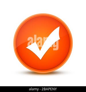 Icône de validation isolée sur l'illustration abstraite du bouton rond orange Banque D'Images
